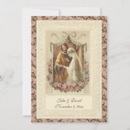 Convite Igreja Casamento vintage Católica/Recepção