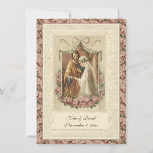 Convite Igreja Casamento vintage Católica/Recepção