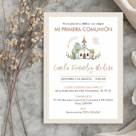 Convite Igreja Católica Fofa Menina Elegante Primeira Comu