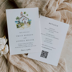 Convite Igreja Católica Tropical Tudo em Um Casamento