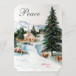 Convite Igreja do País na Cena de Montanha em Aquarela de