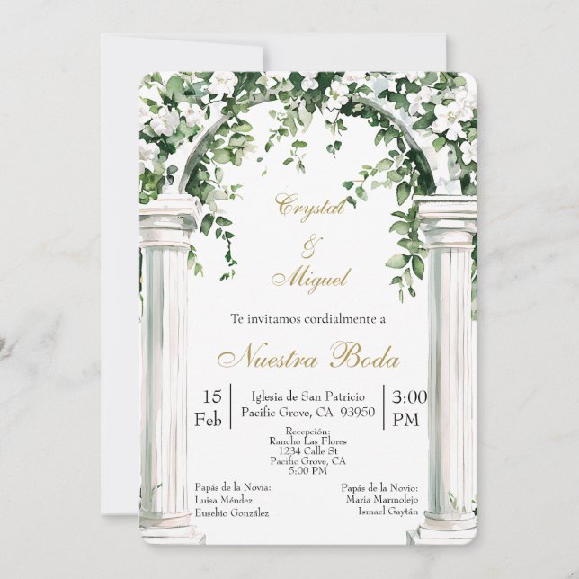 Convite Igreja Floral casamento espanhol   (Frente)
