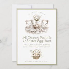 Convite Igreja Neutral Potluck e Páscoa-Ovo