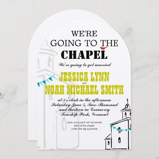 Convite Igreja Religiosa Vamos ao Casamento da Capela (Frente/Verso)