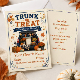 Convite Igreja Trunk or Treat Festival de Outono
