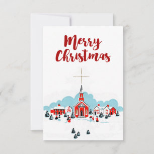 Convite Igreja Vermelha com Cena de Natal da Estrela