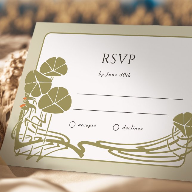 Convite Ilegante Ivory Sage e Dourada RSVP Card (Criador carregado)
