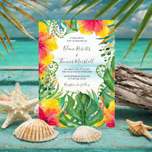 Convite Ilha Breeze  Casamento de Aquarela de Praia Tropic