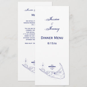 Convite Ilha Nantucket MA Mapa Antigo Azul Marinho