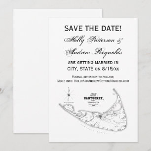 Convite Ilha Nantucket MA Mapa Antigo Preto