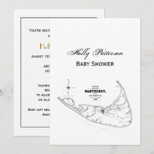 Convite Ilha Nantucket MA Mapa Antigo Preto