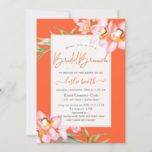 Convite Ilha PixDezines Orchid, Bridal Brunch Orange