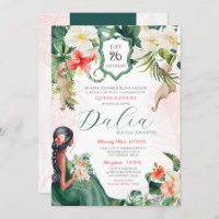 Ilha Tropical Emerald Green Floral Quinceanera