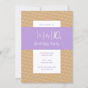 Convite Illusima Roxo Yellow Floral Girls 10º Aniversário