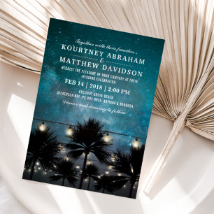 Convite Iluminação de Corda de Palmeira Tropical de Praia 