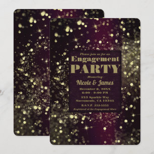 Convite Iluminação Espelhada Dourada de Borgonha para Noiv