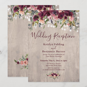 Convite Iluminação Floral de Madeira Rústica Recepção de C