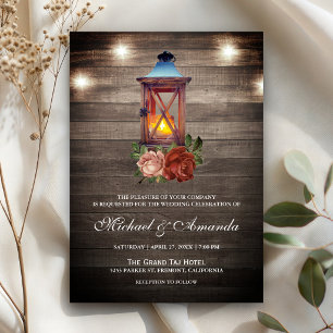 Convite Iluminação Floral em Madeira Rústica para Casament