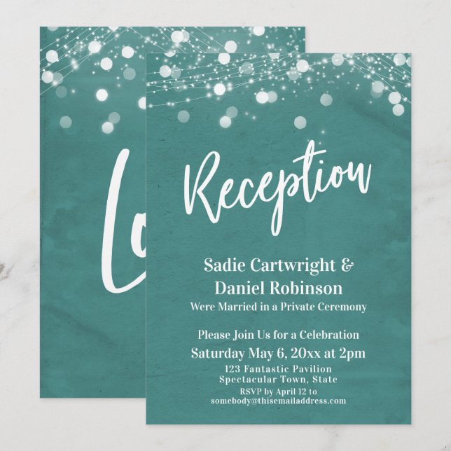 Convite Iluminação Texturizada para Recepção de Casamento  (Frente/Verso)