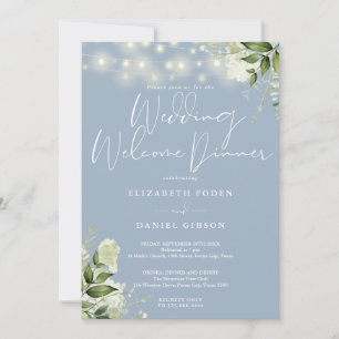 Convite Iluminação Verde Casamento Azul Empoeirado Bem-vin