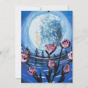 Convite Iluminado pela lua e flores - obra de arte feita à
