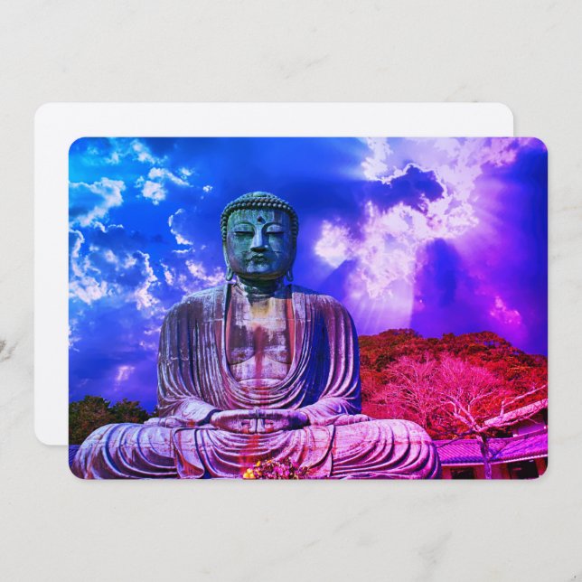 Convite Iluminismo Meditando a Cor da Estátua Buda (Frente/Verso)