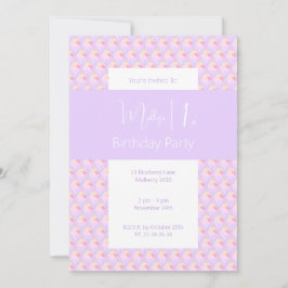 Convite ilusima Cupcake arco-íris Partido primeiro anivers