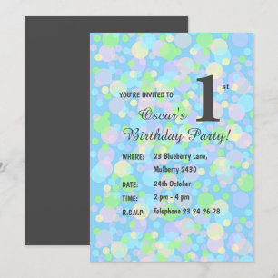 Convite Ilusima Rainbow Pastel Doys Blue Birthday In
