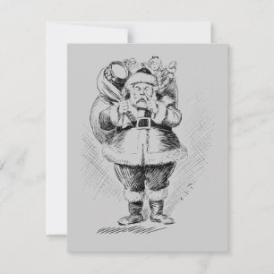 Convite Ilustração a Preto e Branco de Papai Noel