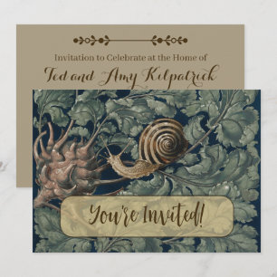 Convite Ilustração Antiga de Caracol Botânico Art Nouveau