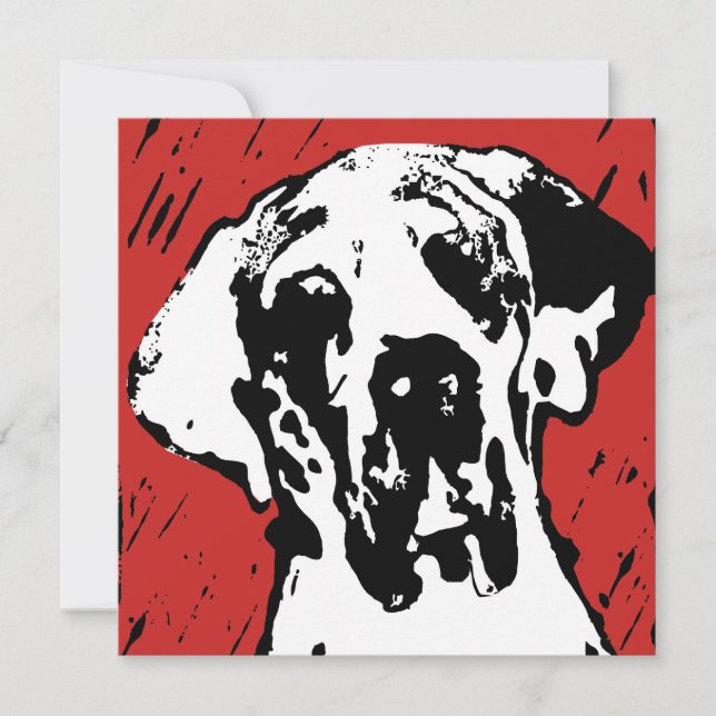 Convite Ilustração artística de Great Dane (Frente)