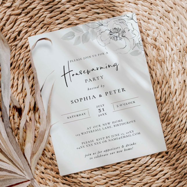 Convite Ilustração Botânica Aquecimento da Casa (Criador carregado)