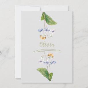 Convite Ilustração Botânica de Borboleta Floral Vintage