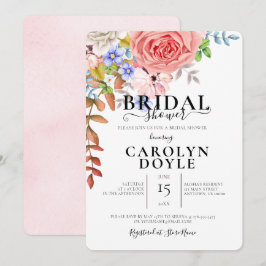 Convite Ilustração Colorida de Flores para Chá de Noiva