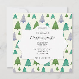 Convite Ilustração da Árvore de Aquarela do Partido Natal
