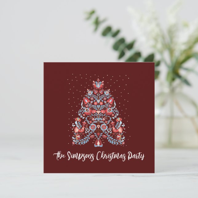 Convite Ilustração da árvore de Natal (Em pé/Frente)