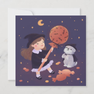 Convite Ilustração da Bruxa do Halloween