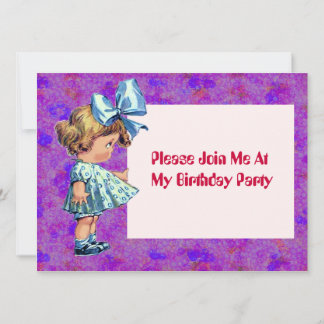 Convite Ilustração da menina do vintage - o aniversário