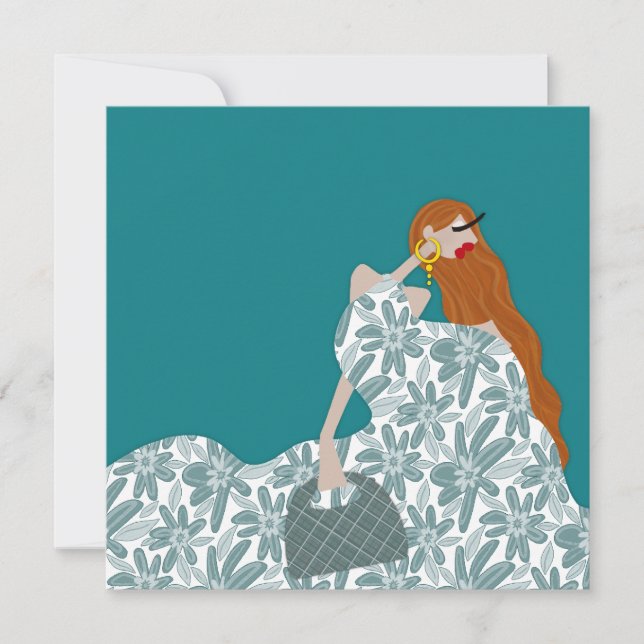 Convite Ilustração da Moda do Partido do Jardim Floral Fem (Frente)