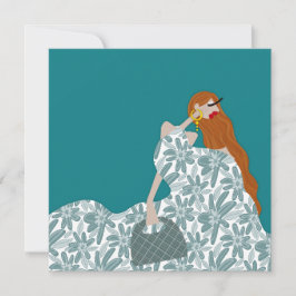 Convite Ilustração da Moda do Partido do Jardim Floral Fem