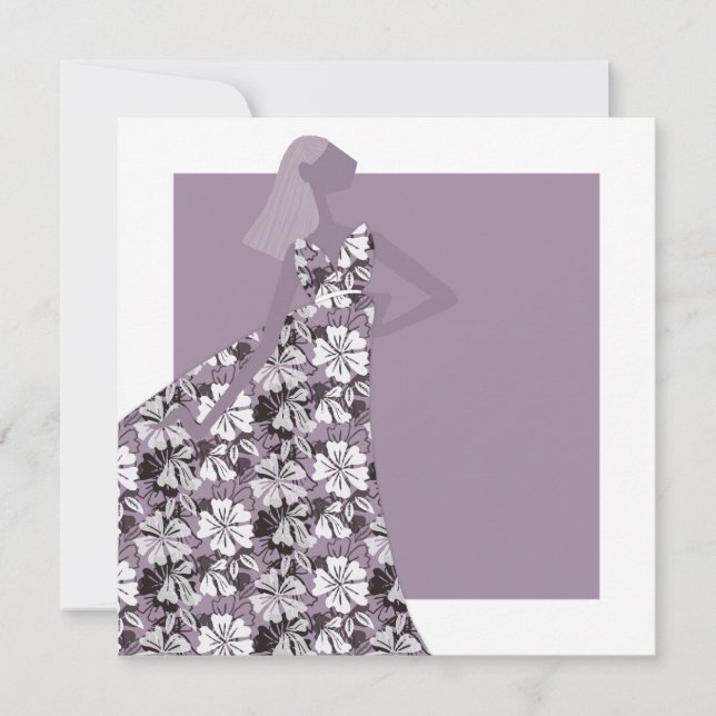 Convite Ilustração da Moda do Partido do Jardim Floral Fem (Frente)