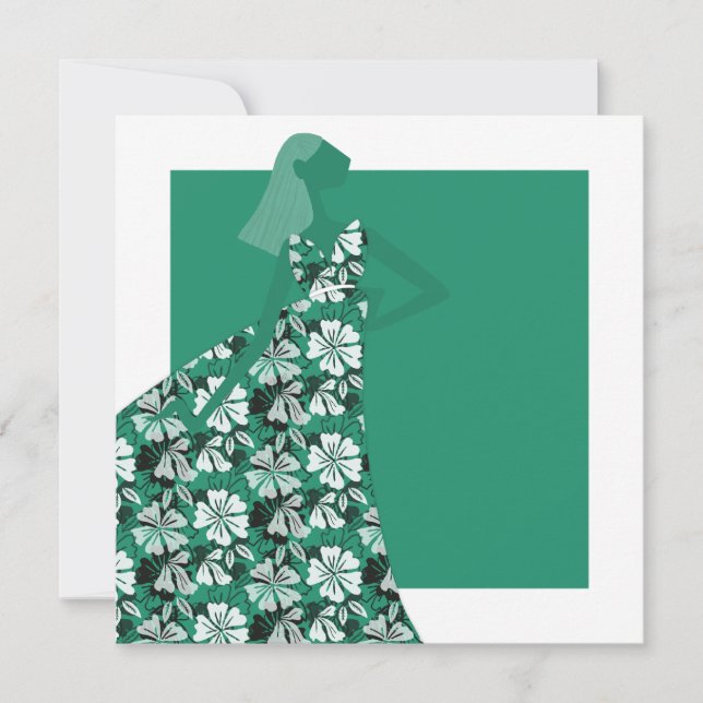 Convite Ilustração da Moda do Partido do Jardim Floral Fem (Frente)