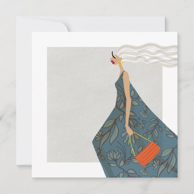 Convite Ilustração da Moda Fashionista do Jardim Swag (Frente)