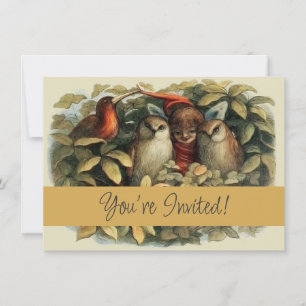 Convite Ilustração da Natureza das Corujas e Fadas do Elf