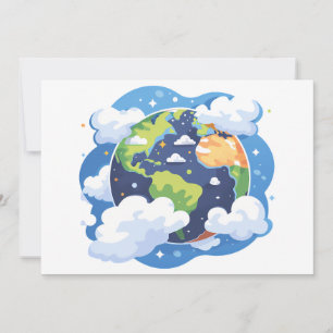 Convite Ilustração da Terra com Nuvens no Espaço