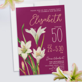 Convite Ilustração das Flores Brancas da Borgonha Elegante