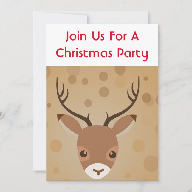 Convite ilustração das renas sobre fundo castanho (Frente)