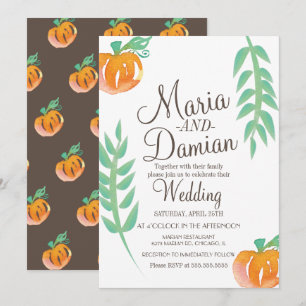 Convite Ilustração de Abóbora em Aquarela Casamento de Out