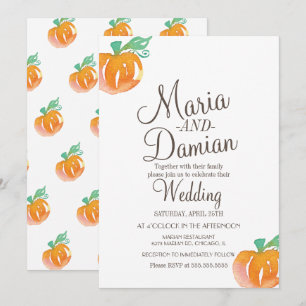 Convite Ilustração de Abóbora em Aquarela Casamento de Out