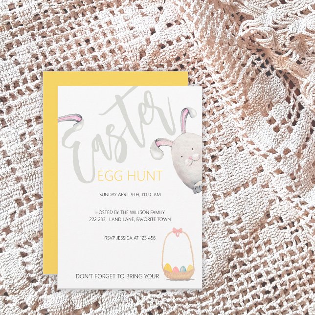 Convite Ilustração de Aquarela de Caça de Ovos em Páscoa (Criador carregado)